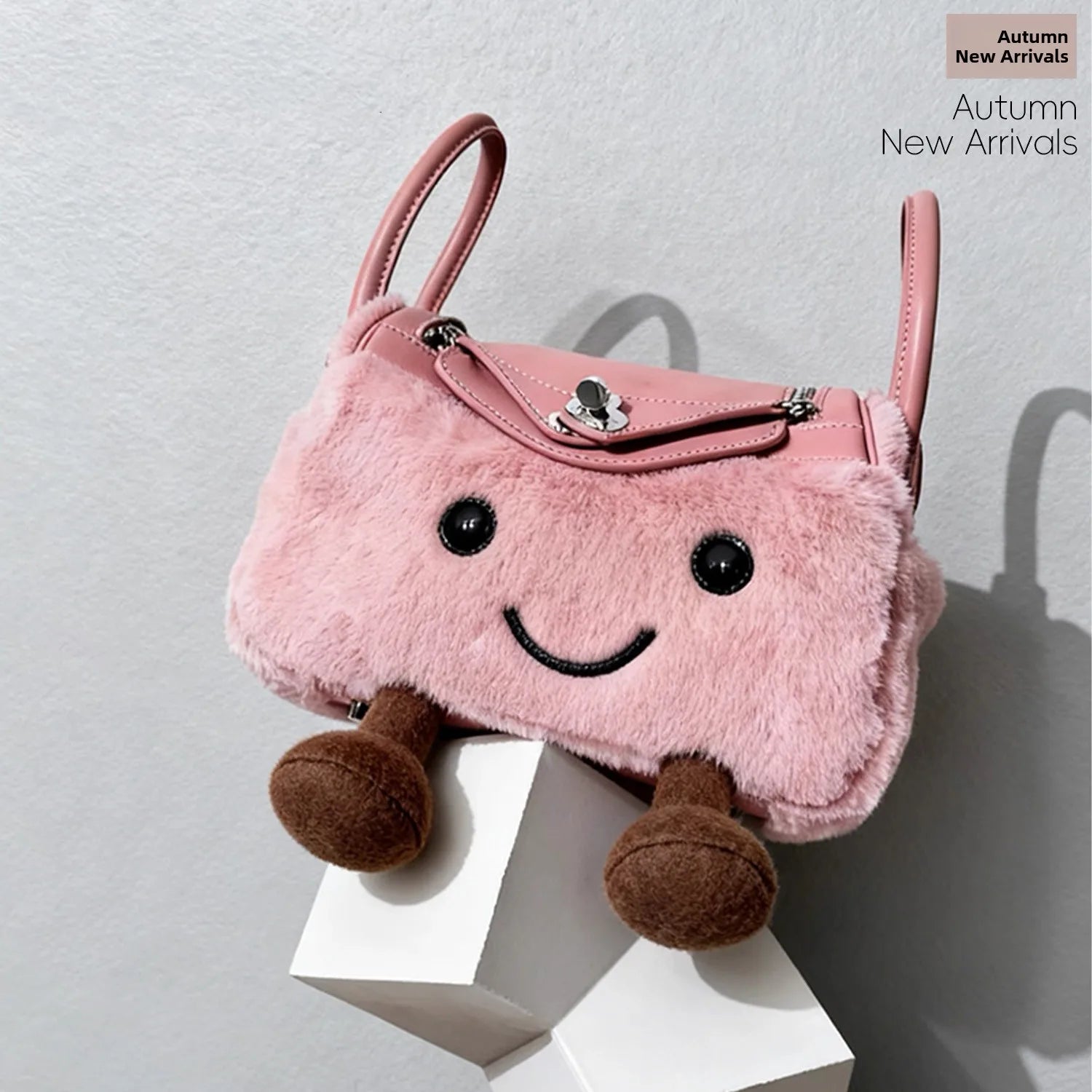Cute Plush Pillow Crossbody Bag Women's Fashionable Versatile Doll Design Autumn Winter New Style Handbag Youthful Lock Buckle