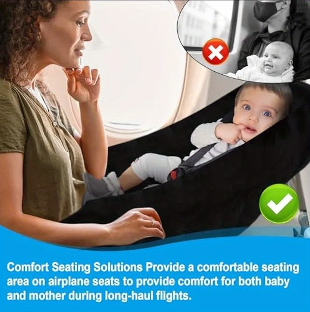 Kids Airplane Seat Extender Toddler Airplane Bed with Side Pocket Comfortable Breathable baby plane Travel Footrest Hammock