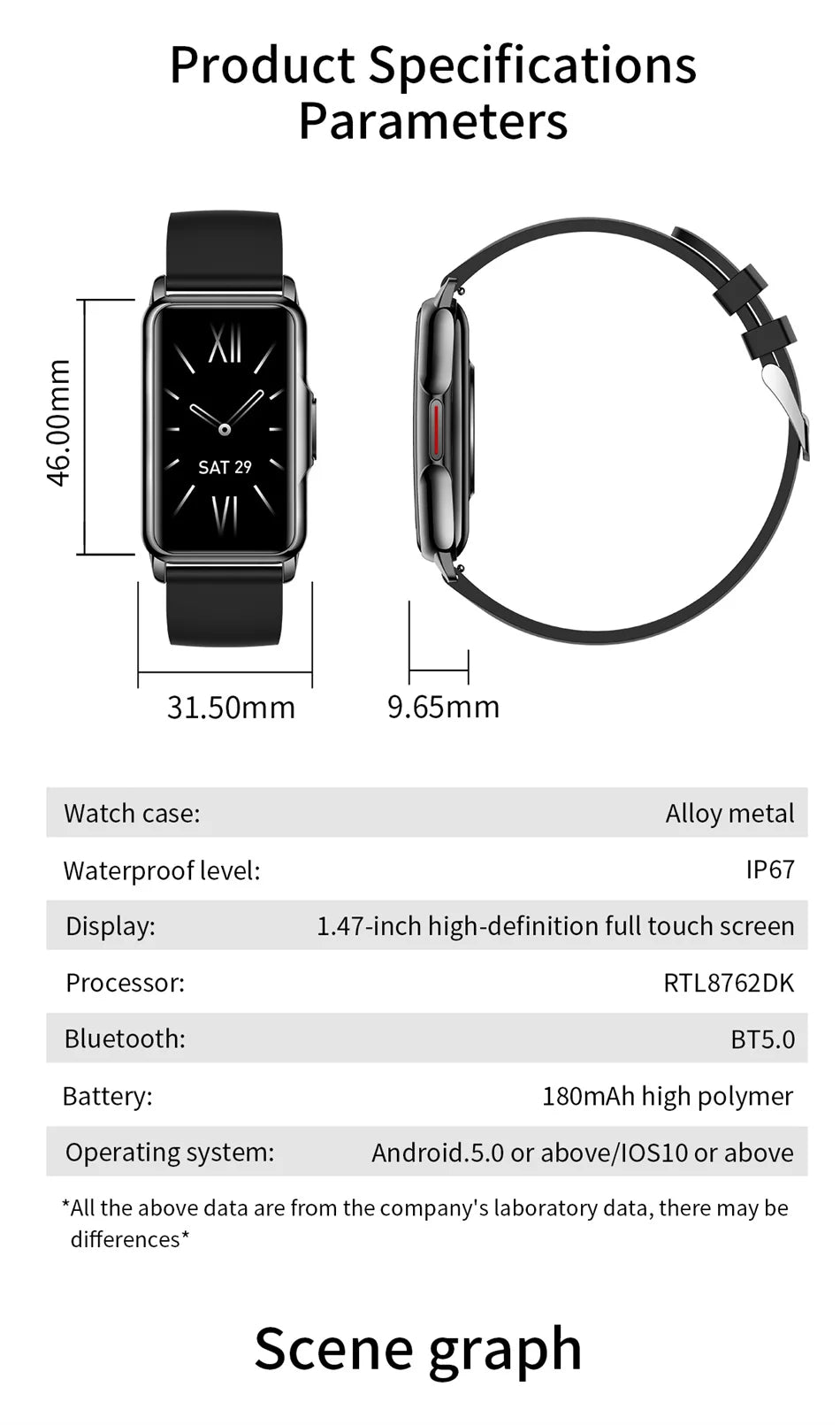 Classic Smart Bracelet Ladies Smart Watch Men Heart Rate Blood Oxygen Waterproof Sports Smart Strap Women Watch For Android IOS