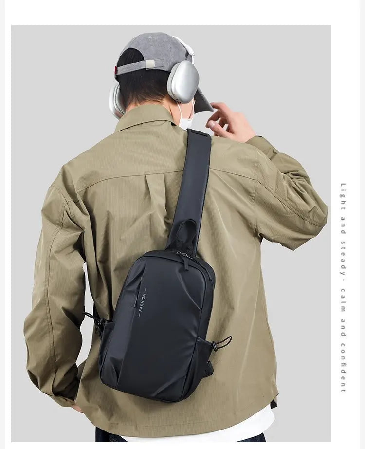 Large Capacity Fashion Waterproof Men's Crossbody Bag Travel Casual Ladies Single Shoulder Slant Bag Korean Style Chest Bag