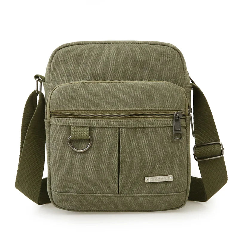 Casual Canvas Shoulder Bag for Men Business Crossbody Small Backpack Soft Handle Zipper Closure Leisure Style Mid-Year New
