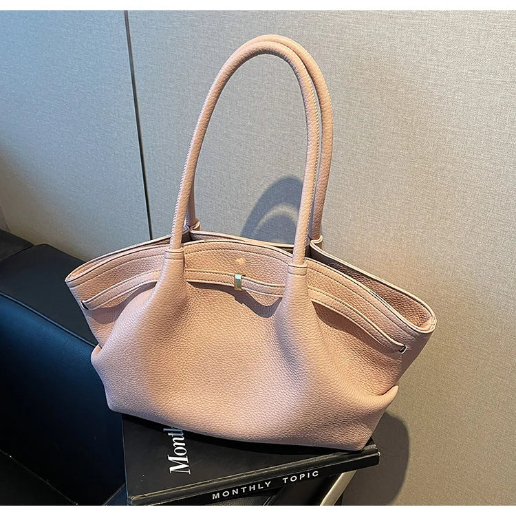Large Capacity Women's Shoulder Bag Commuter Tote Bag Underarm Single Shoulder Bag Retro Design Casual Handbag