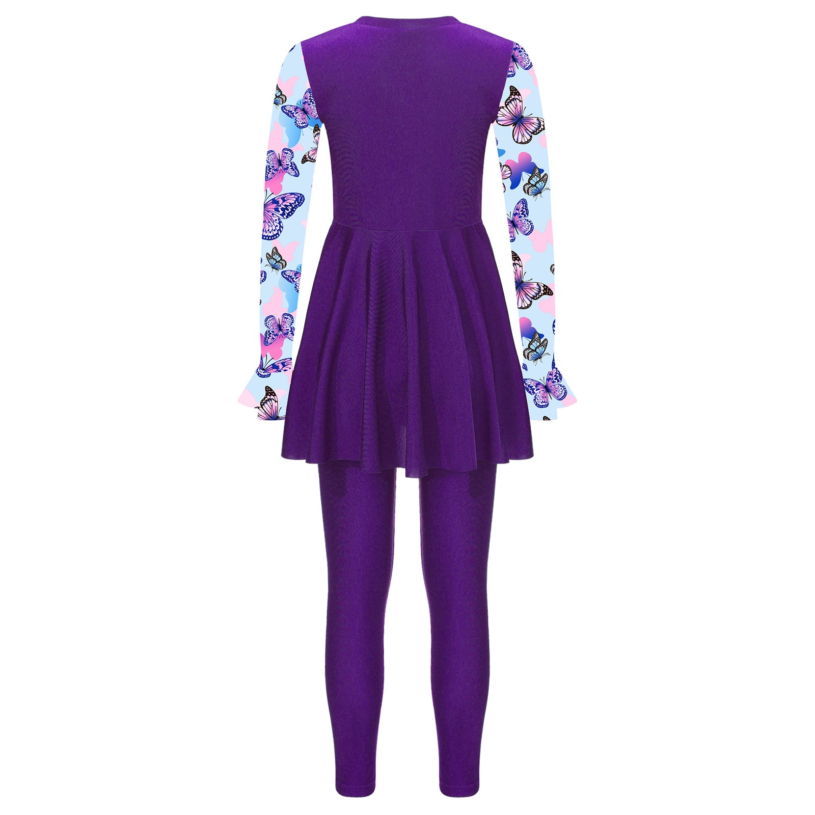 Girls Swimsuits 2 Piece Rash Guard Set UPF 50 Sun Protection Long Sleeve Swim Dress with Leggings Kids Full Body Cover Beachwear