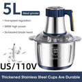 5L Food Processors Stainless Steel Multifunctional Electric Meat Grinder Kitchen Blenders  for Kitchen Meat Vegetables Blenders