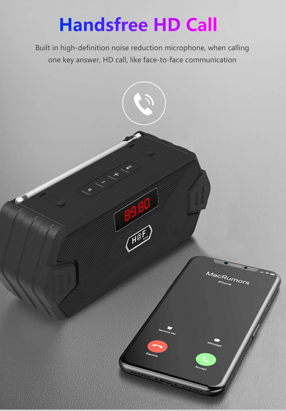 Radio FM Receiver Outdoor Portable Aux Wireless Bluetooth Speaker Subwoofer Music Sound Box Bass Hifi Blutooth Home Car Blutooth