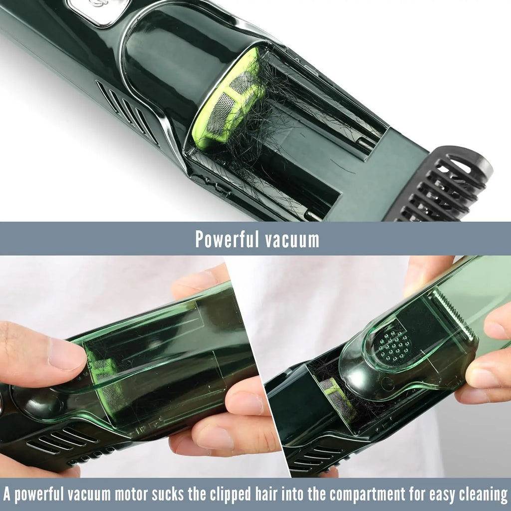 Hatteker Cordless Beard Trimmer Men Rechargeable Electric Shaver Built-in Vacuum Clipper for Mustache Sideburns IPX6 Washable