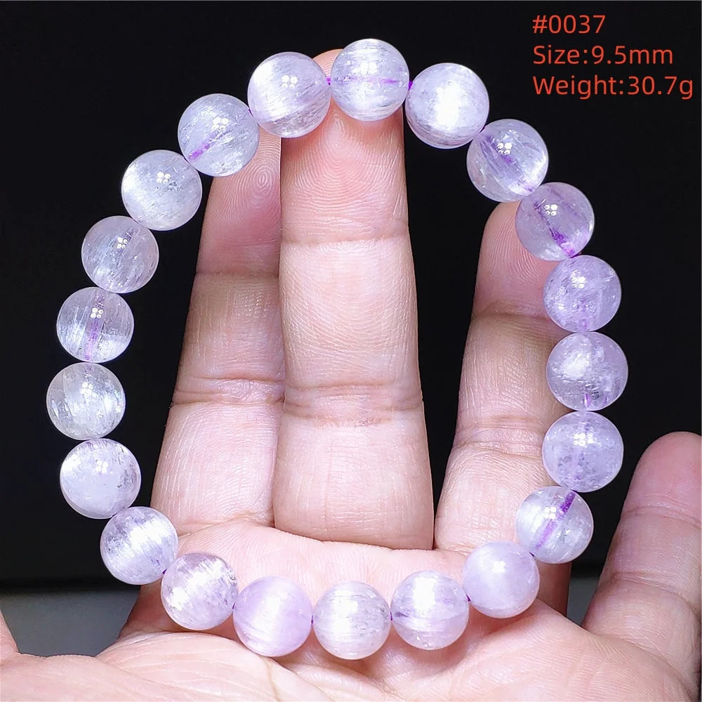 Natural Purple Kunzite Clear Round Beads Bracelet Jewelry Women Men Colorful Kunzite Bracelet Cat Eye Women Men AAAAAA