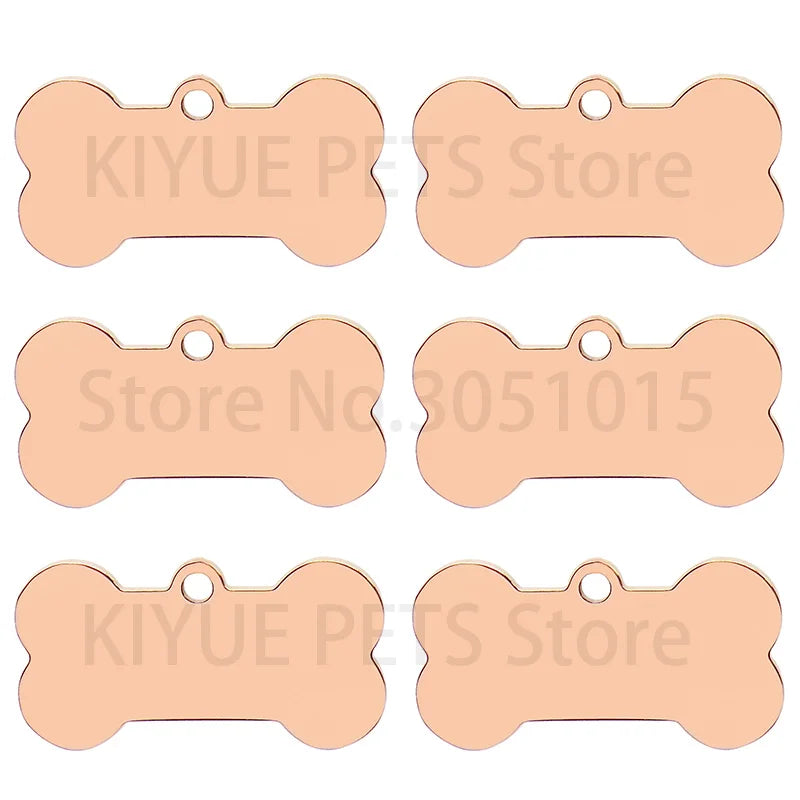 Stainless Steel 20Pcs Bone Dog ID Tag Keychain Engraved Pet ID  Personalized Collar Tags Pendant Keyring Bone Pet Accessories