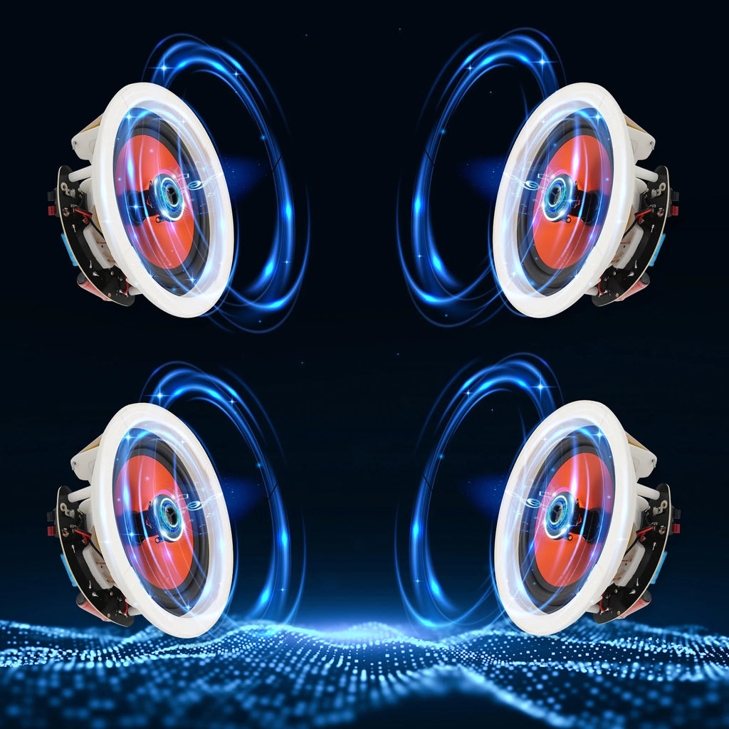 STUDIOFINIX 6.5" 4PCS 600W Premium Waterproof Bluetooth Ceiling Speakers - Wired Home Recessed Set for Indoor Kitchen Bedroom