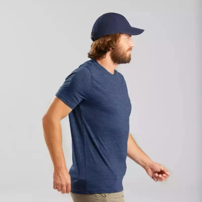 Men's 100% Superfine Merino Wool T-Shirt Base Layer Wicking Breathable Quick Dry Anti-Odor No-itch Comfortable Fit Size