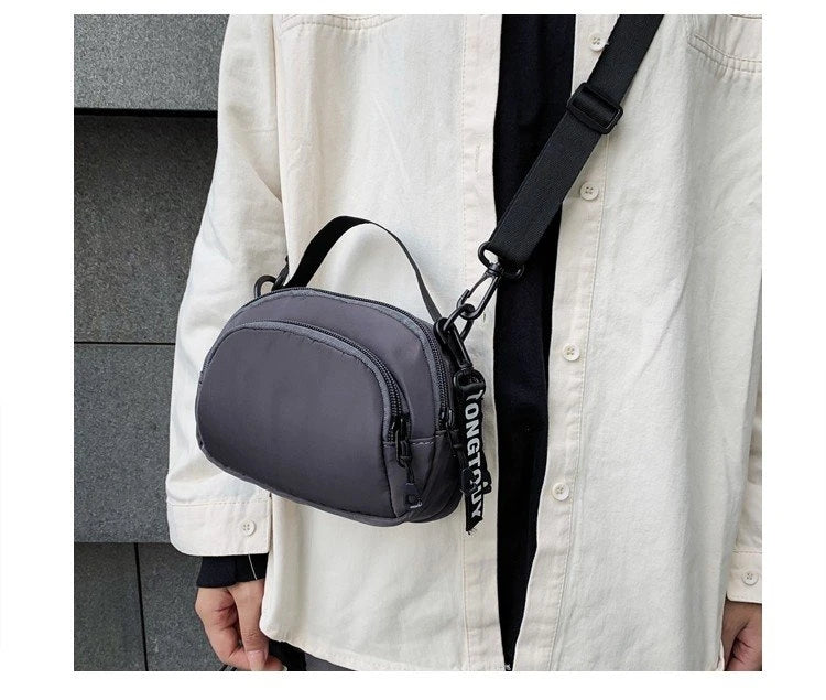 Casual Men's Single Shoulder Crossbody Bag  Mobile Phone Bag Dance Front Hanging Bag Leisure Fashion Brand Soft Nylon Mat...