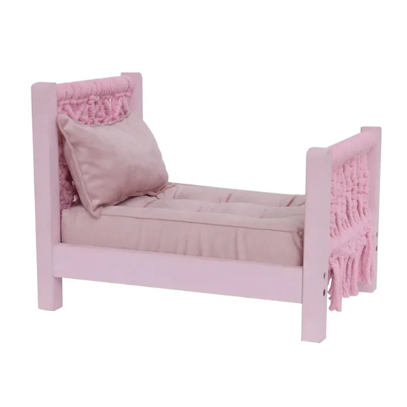 1pc Detachable Small Wooden Doll Bed Newborn Photography Props Studio Baby Photo Shooting Background Decorative Accessories