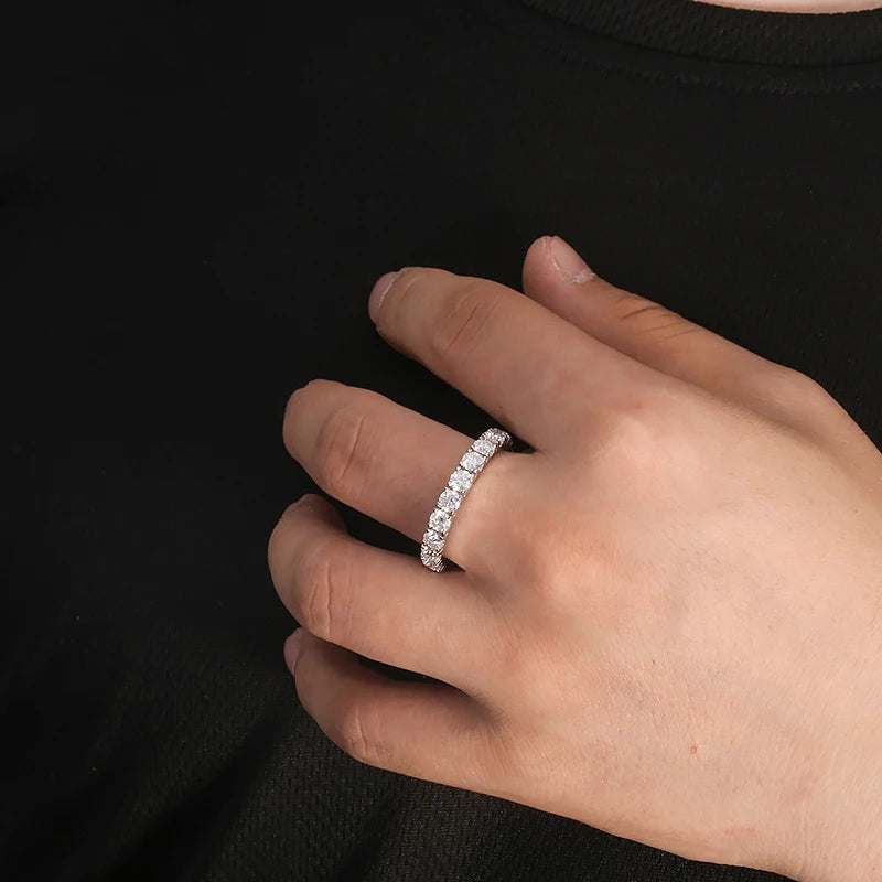 DEF Color VVS Round Cut 2.5MM Lab Grown Diamond Band Ring Full Eternity Ring 10k White Gold for Women Lady Gift