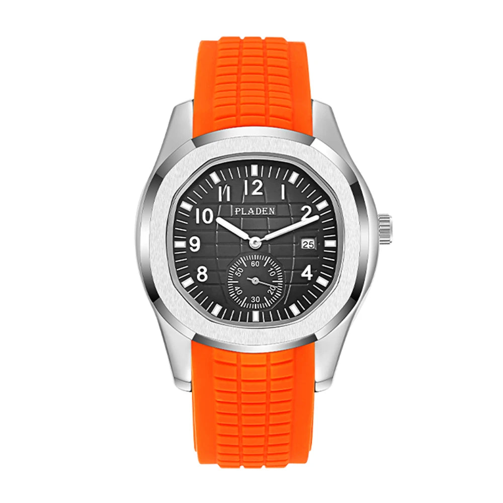 Fashion Watch Men Classic Orange Grenade Dial Minimalist Wristwatch Sport Silicone Strap Dive Auto Date Men's Watches Hot Sale