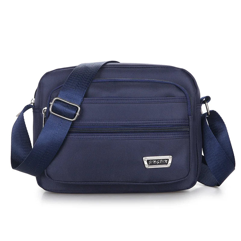 Casual Unisex Crossbody Bag Large Capacity Multi-layer Business Handling Bag Soft Nylon Material Zipper Closure Leisure Trave...