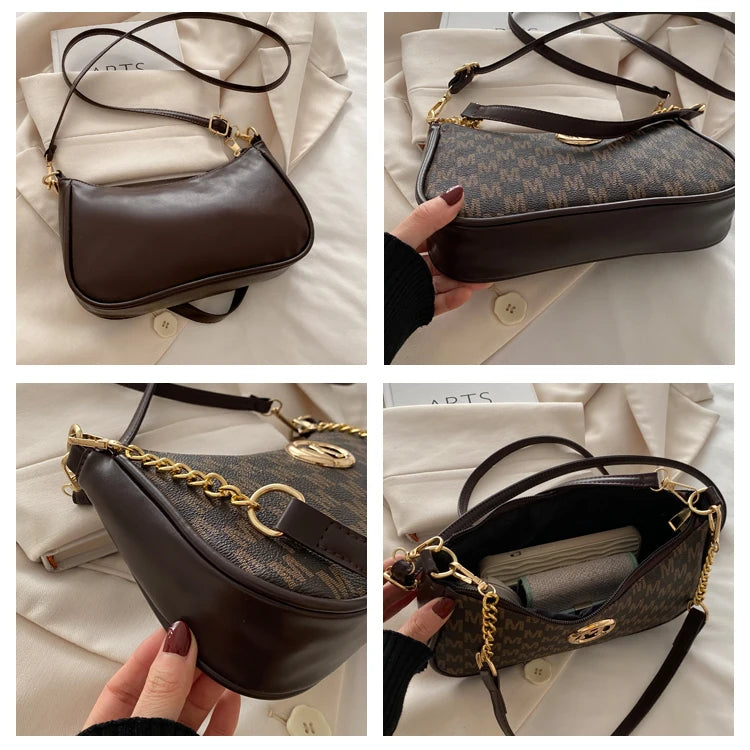 Vintage Floral Print Underarm Bag Women's Crossbody Shoulder Bag Casual Versatile Small Bag Popular Female Fashion Design