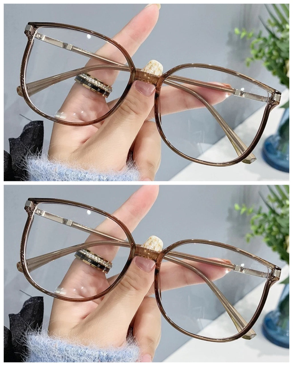 +100 To +400 Fashion Reading Glasses Anti Blue Light Presbyopia Glasses Oval Shaped Women's Finished Presbyopia Glasses Unisex