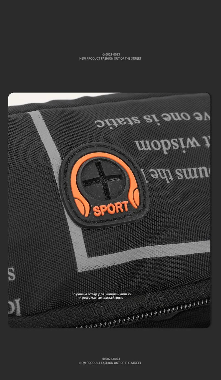 Summer Large Capacity Waterproof Nylon Sports Crossbody Bag for Men Casual Outdoor Leisure Mobile Phone Bag Trendy Sports Wai...