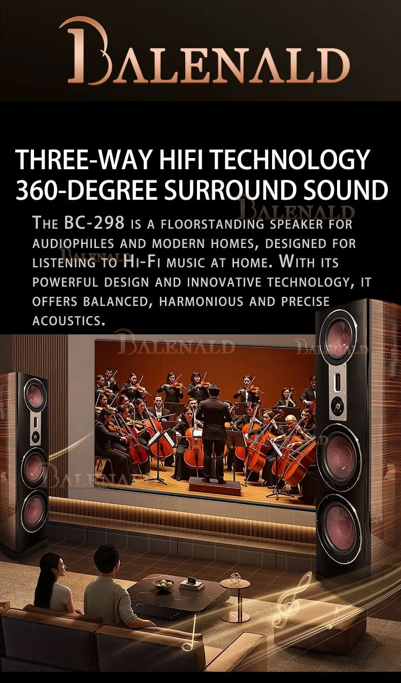 Balenald home theater system 298 floor-standing speaker hifi fever audio three-way dual 10-inch bass home speaker