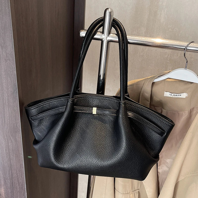 Large Capacity Women's Shoulder Bag Commuter Tote Bag Underarm Single Shoulder Bag Retro Design Casual Handbag