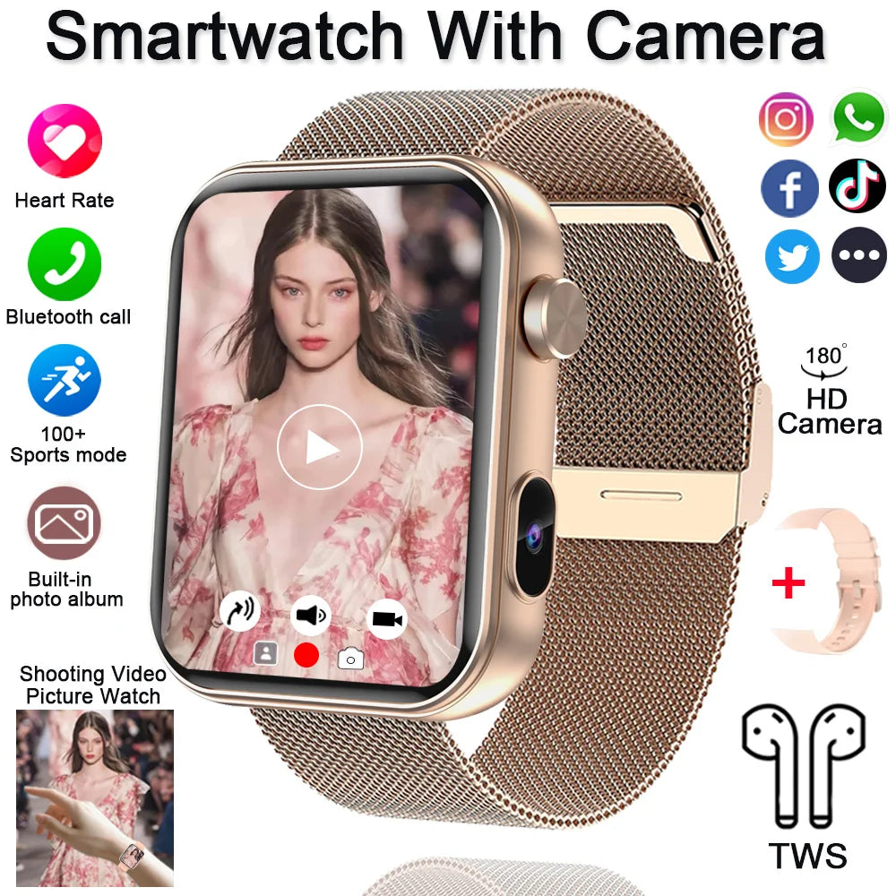 2025 New Smart Watch Women Men HD Camera Record Video Heart Rate 512MB Memory Music Sport Waterproof Bluetooth Call Smartwatch