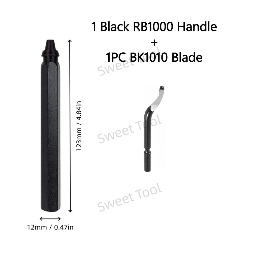 Deburring Tool Set RB1000 Black Metal Handle with 1/10/11 Swivel Blades for Metal PVC Plumbing 3D Printing Plastic Copper Resin