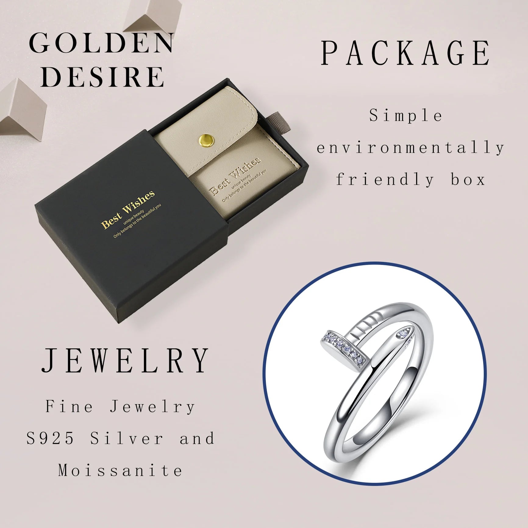 0.06CTW Moissanite Ring S925 Sterling Silver Stackable Finger Ring for Women Jewelry
