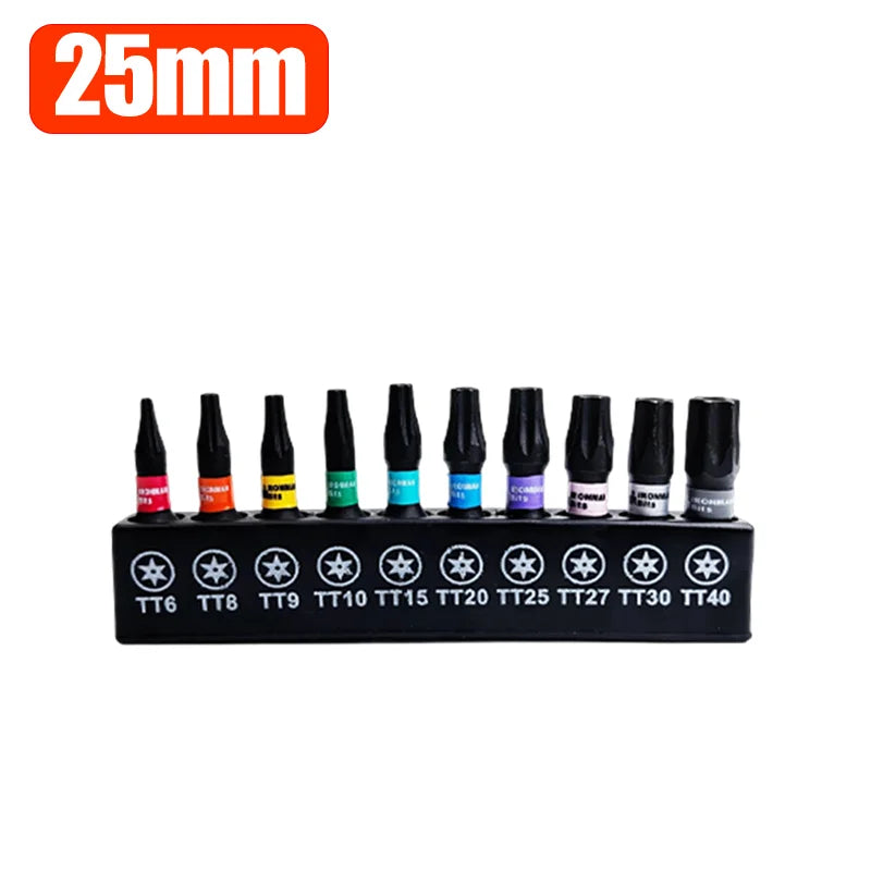 25-150mm Magnetic Screwdriver Bit Set S2 Alloy Steel Torx Impact Screw Driver Bits Hex Shank Batch Head with Holder Hand Tools