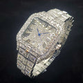 Hot Fashion Brand UNIGUET Hip Hop Rose Gold Iced Diamond Mens Watch Luxury Square Waterproof Quartz Man Clocks Relogio Masculino