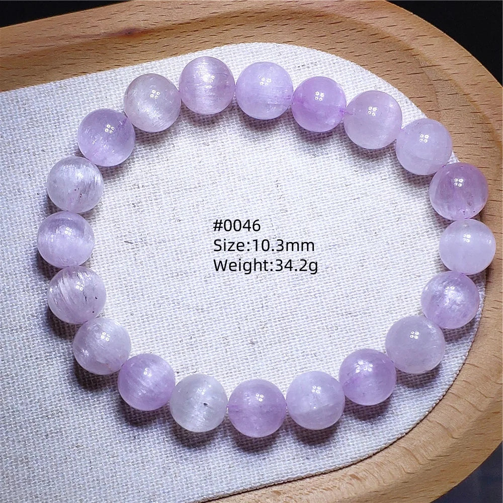 Natural Purple Kunzite Clear Round Beads Bracelet Jewelry Women Men Colorful Kunzite Bracelet Cat Eye Women Men AAAAAA