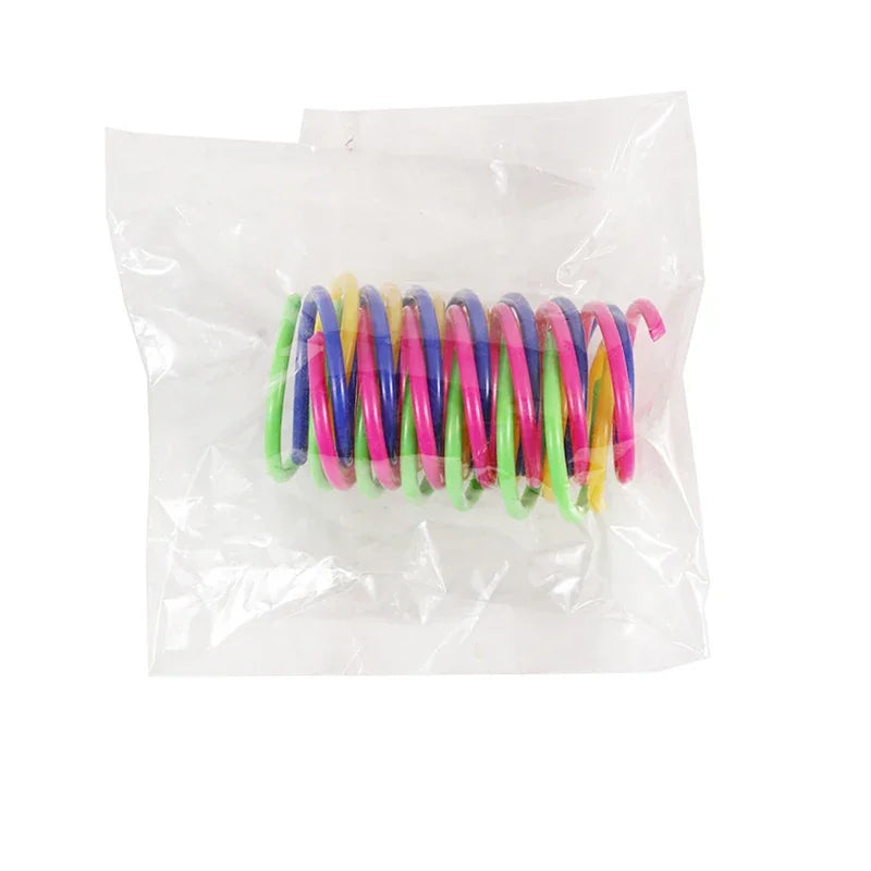 4/200Pcs Cat Spring Toy Cat Spiral Toys Interactive for Indoor Colorful Cats Plastic Springs Coil for Kitten Hunting Swatting