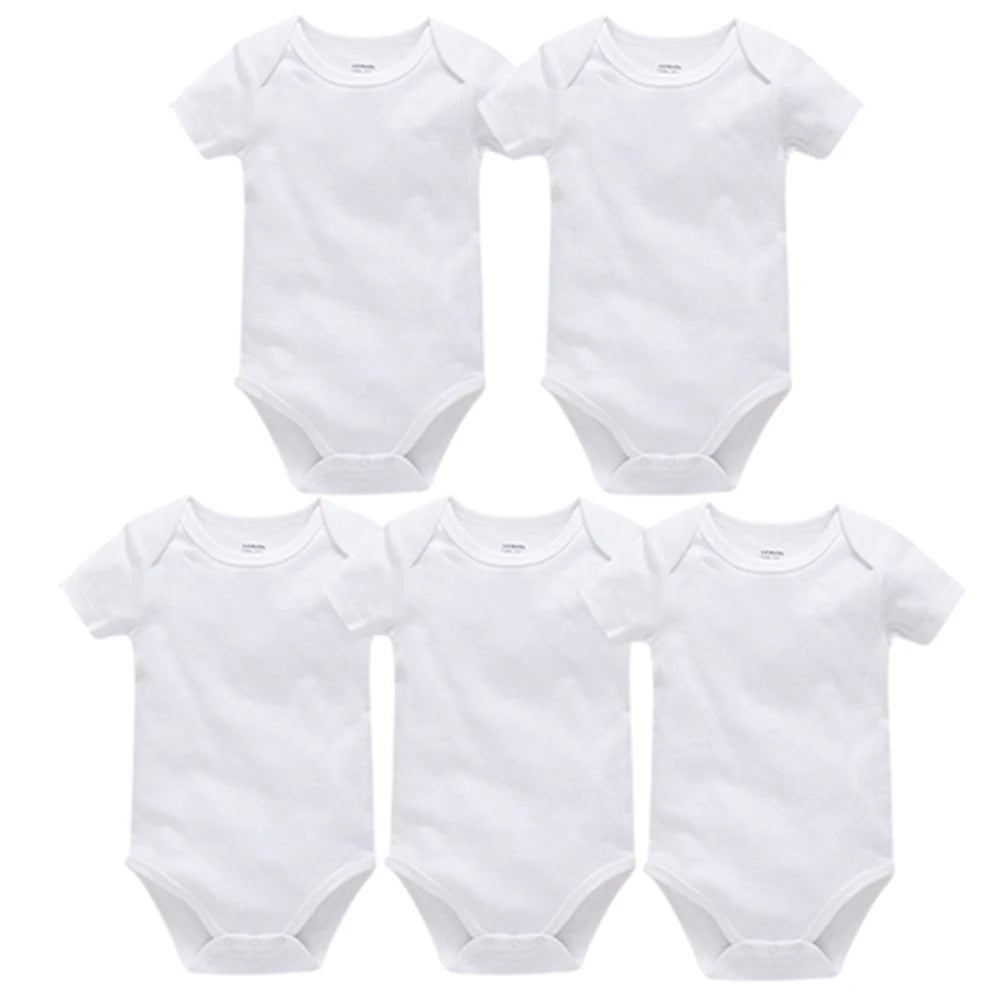 2025 Solid White Baby Clothes Short Sleeve Cotton Baby Girls Boys Bodysuit Newborn body bebe 0-24 months Infant Jumpsuit
