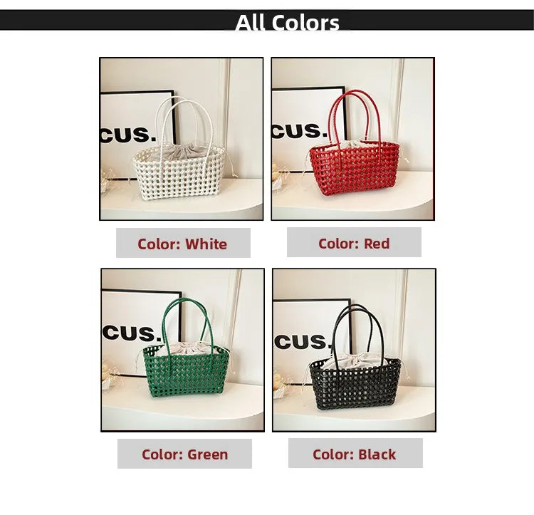 Hollow out Woven Beach Vacation Shoulder Backpack Women's Bag Casual Simple Style Double Strap Handbag for Daily Use