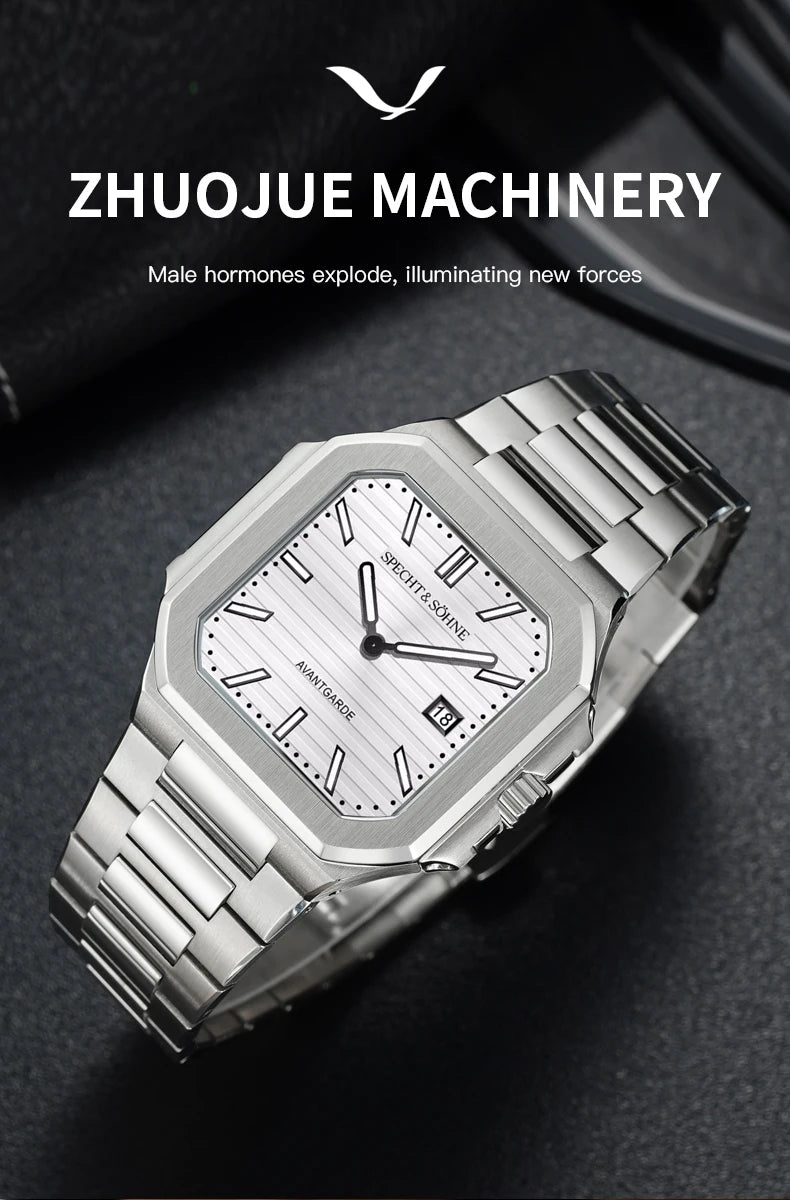 2025 Specht & Söhne New Hot Selling Ultrathin Cubic Watch For Men Quartz Wristwatch Sapphire Green Color Luminous Waterproof