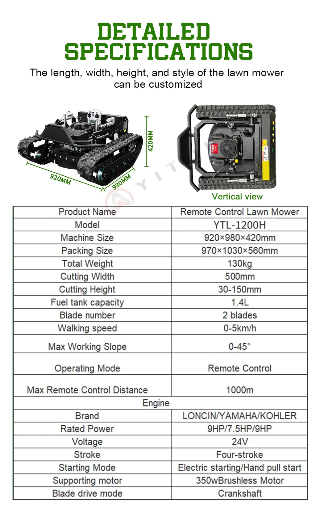 Personalized Customized Ce Epa All Terrain Lawn Mowing Robot With Rubber Tracks And Multi Functional Remote Control