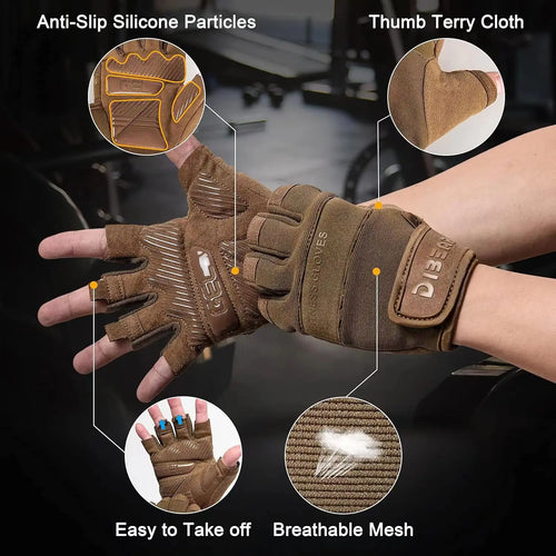 1 Pair Bodybuilding Gym Gloves Weightlifting Dumbbell Training Anti-Slip Fitness Gloves Crossfit Workout Exercise for Men Women