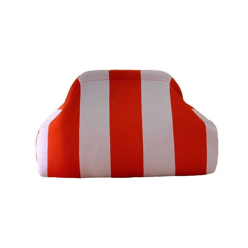 Striped Beach Bag Cloud Knitted Fashion Commuter All-Match Makeup Bag Weave Cross-Border Style Polyester Pillow-Shaped Bag