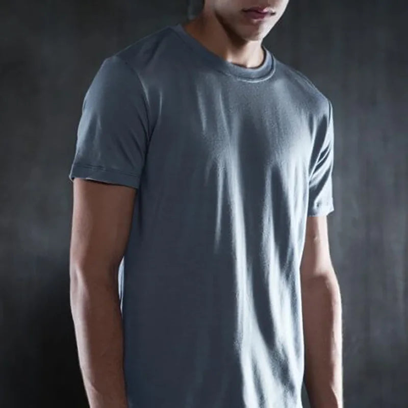 Men's 100% Superfine Merino Wool T-Shirt Base Layer Wicking Breathable Quick Dry Anti-Odor No-itch Comfortable Fit Size