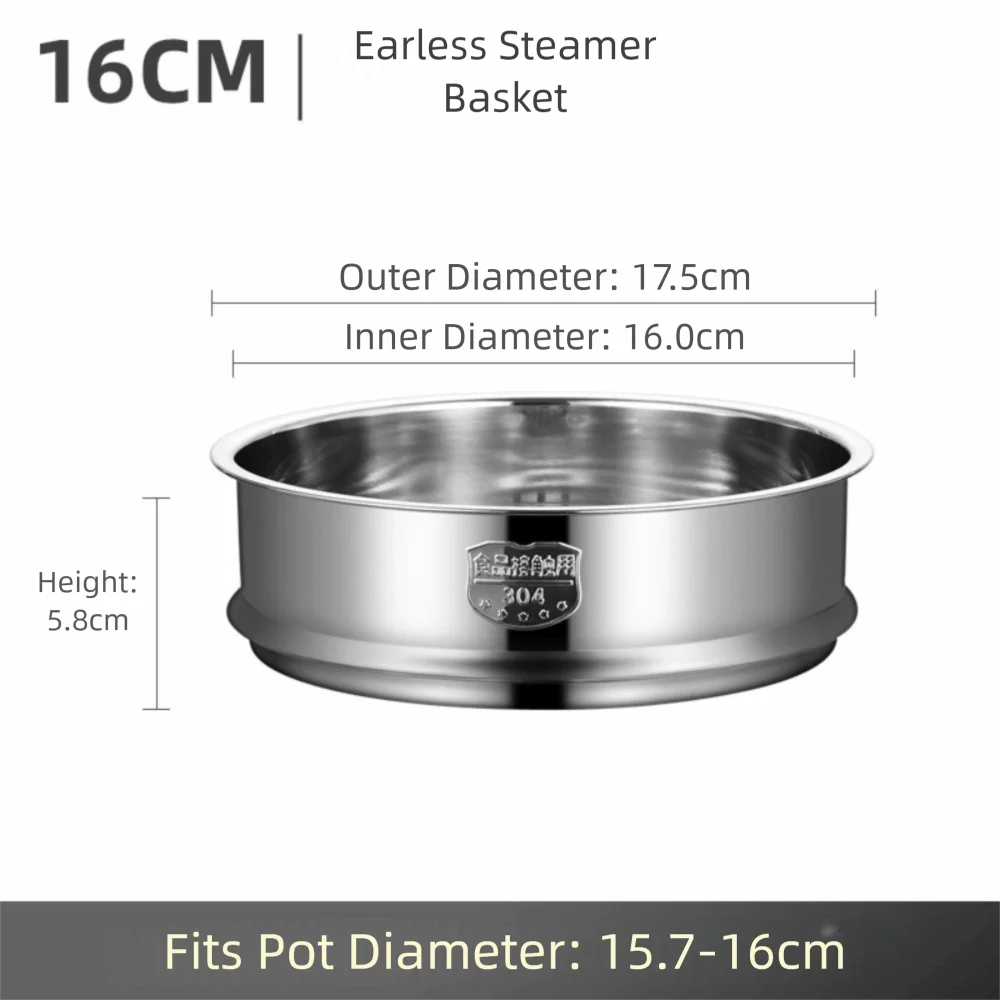 New 304 Stainless Steel Steamer Basket Thickened 16-32cm Food Steam Rack Generic Safe Material Drain Basket Home Cooking
