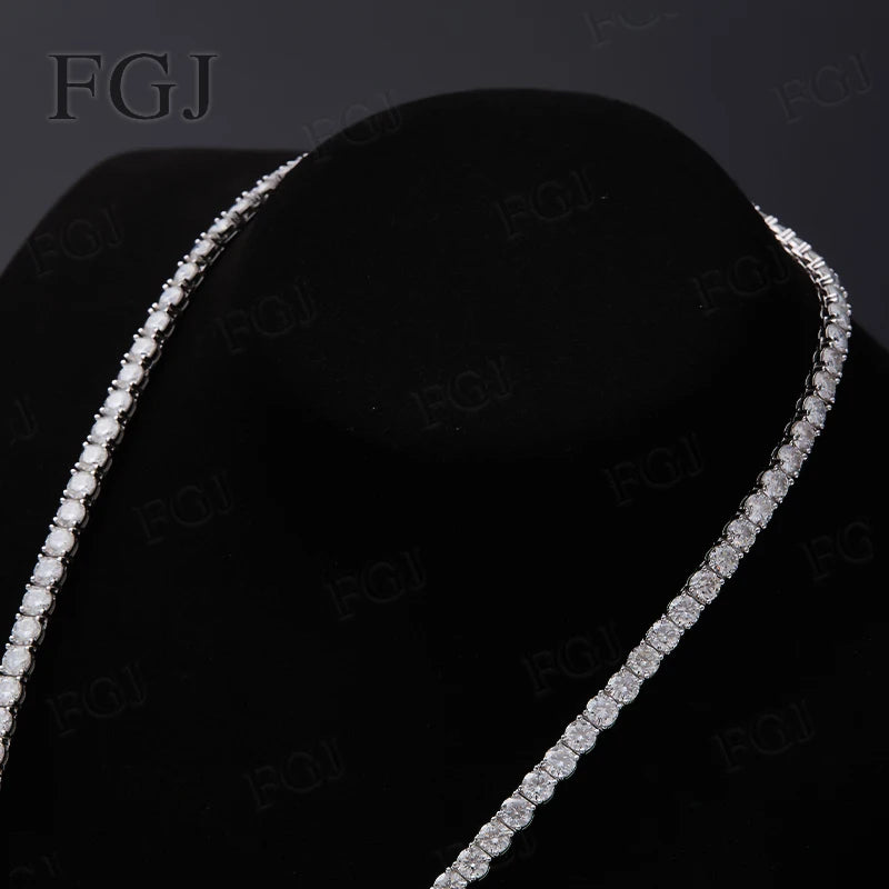 100% Real Moissanite Tennis Necklace for Woman Men Wedding Jewelry With GRA 925 Sterling Silver Plated 18K White Gold Necklace
