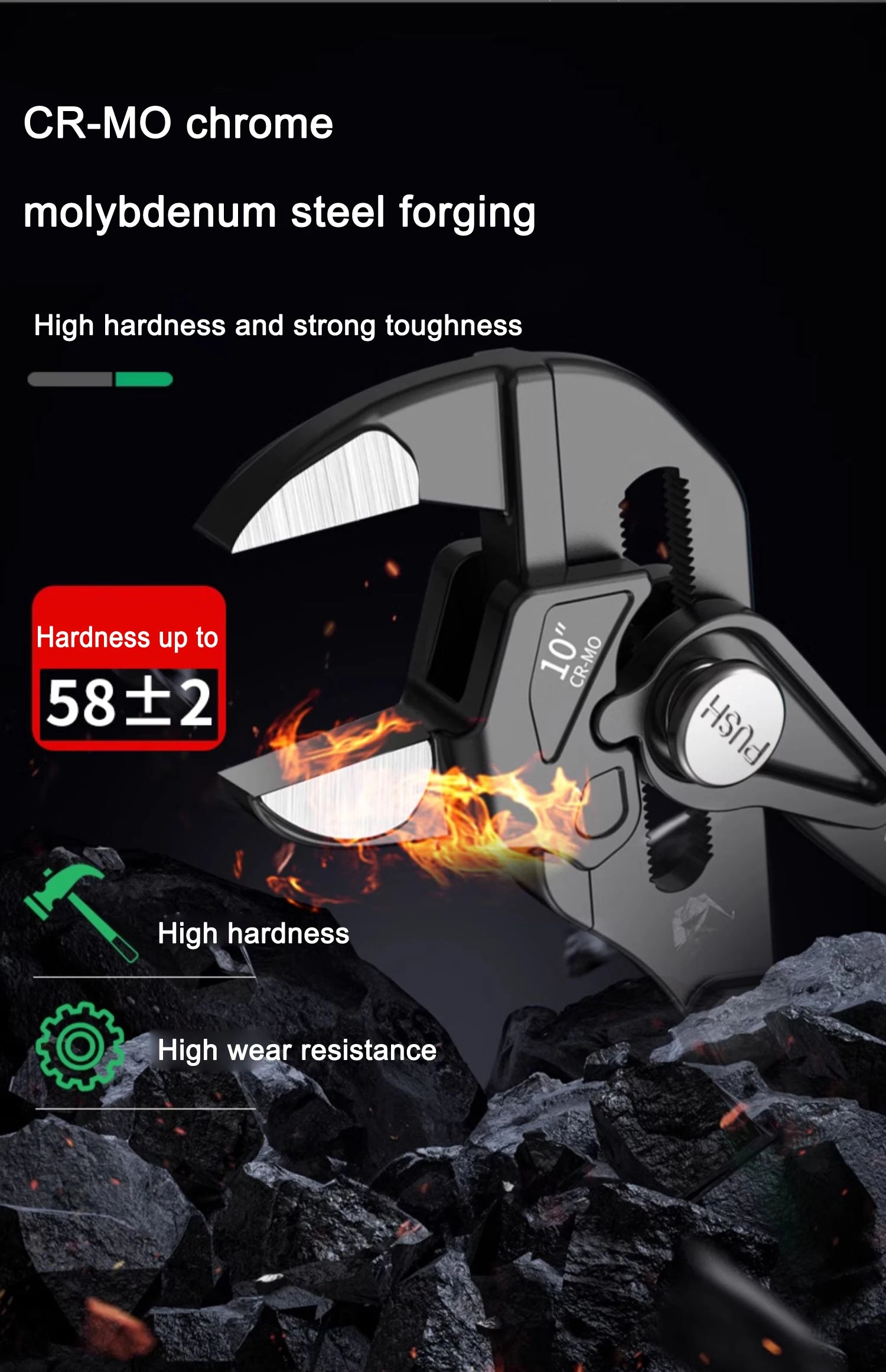 LAOA Clamp Type Wrench Pipe Pliers Parallel Clamping Mouth Multi-Purpose 7" 10" Adjustable Wrench Manual Clamping Household Tool