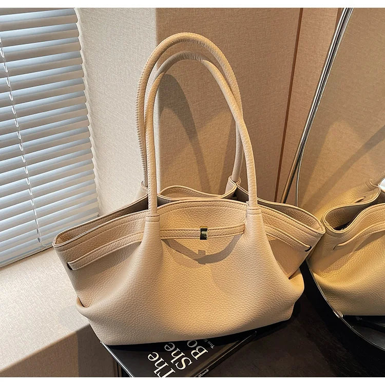 Large Capacity Women's Shoulder Bag Commuter Tote Bag Underarm Single Shoulder Bag Retro Design Casual Handbag