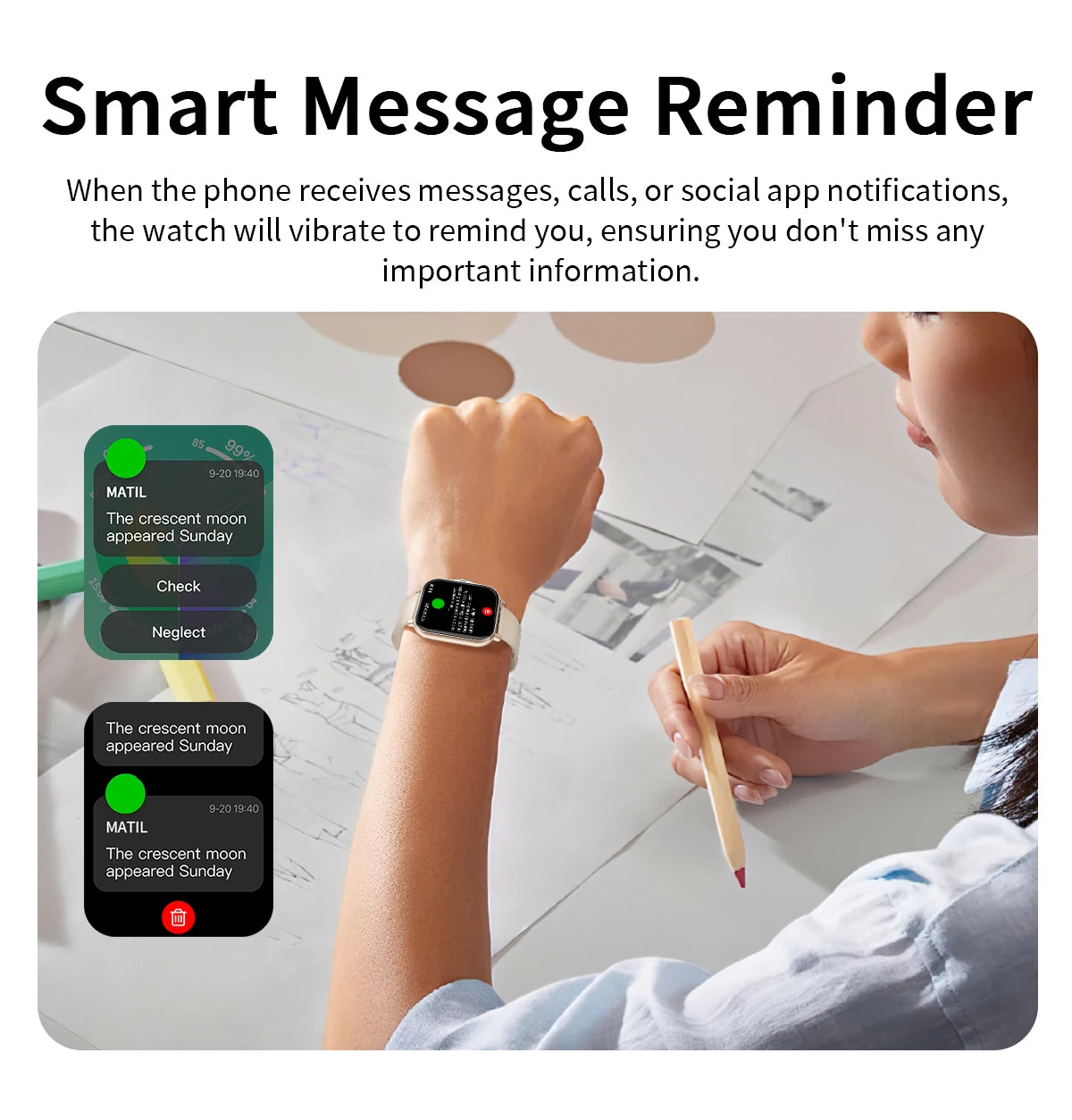 NEW Smart Watch Full Screen Multi-color Watch Strap Wireless Call For Android/IOS Message Reminder Outdoor Sport Watch Men Women
