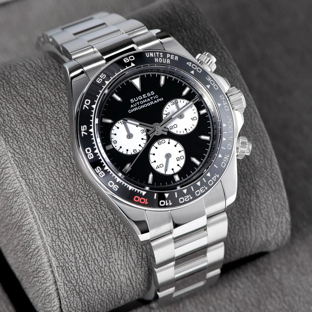 Sugess Diving Mens Watch Panda Automatic Mechanical Chronograph Peacock SL4801 Movement Wristwatch Waterproof Ceramic Bezel New