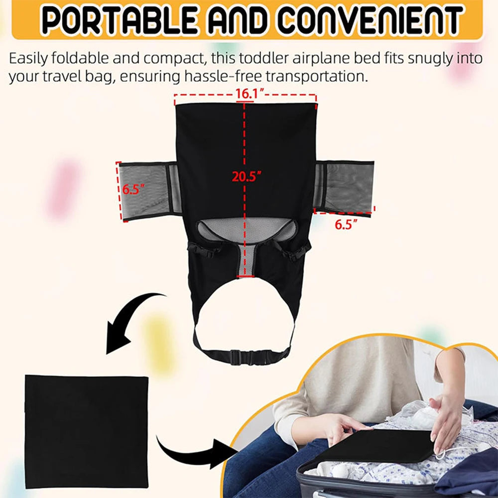 Kids Airplane Seat Extender Toddler Airplane Bed with Side Pocket Comfortable Breathable baby plane Travel Footrest Hammock