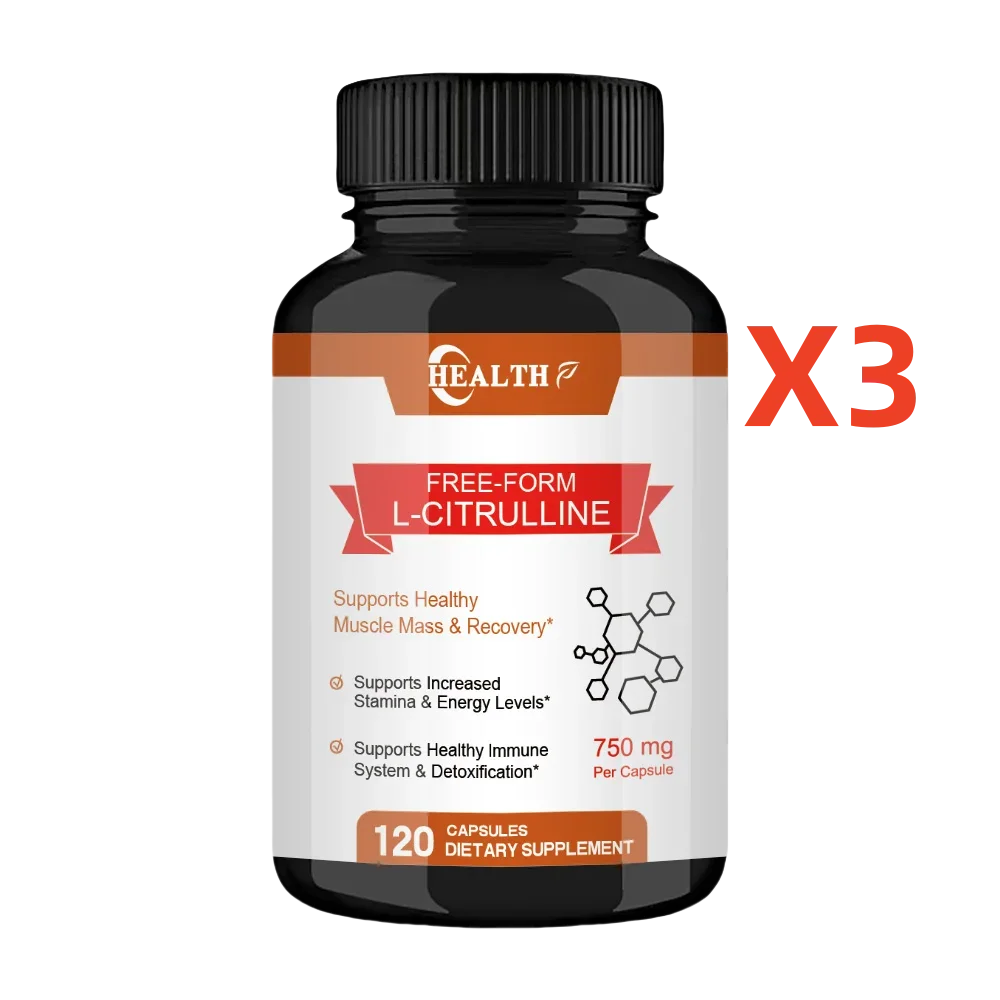 Supplement with L-Citrulline - Healthy Muscle Building, Energy, Strength, Immune System Support -120 Capsules Dietary Supplement