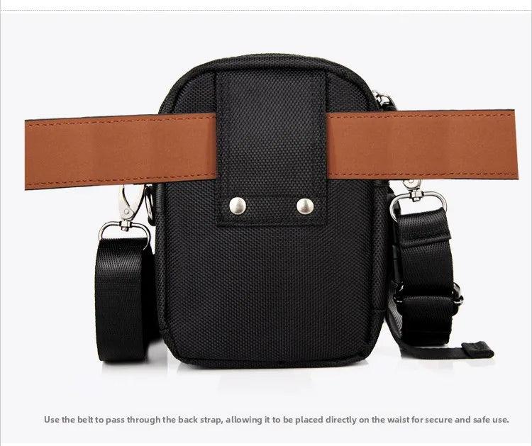 Large Capacity Oxford Cloth Military Knife Crossbody Bag for Men Commuting Work Bag Outdoor Waist Bag Bucket Shape Zipper Clo...
