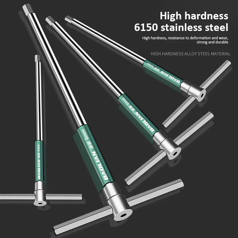 T/L Torx Screwdriver T-Type Allen Hex Wrench 2/2.5/3/3.5/4/4.5/5/6/8/10MM Extended T-Type Chrome Spanner Socket Wrench Hand Tool