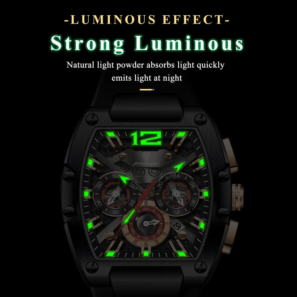 POEDAGAR Luxury Watches For Men Sport Casual Waterproof Luminous Date Man Wristwatch Chronograph Quartz Silicone Men Watch Reloj