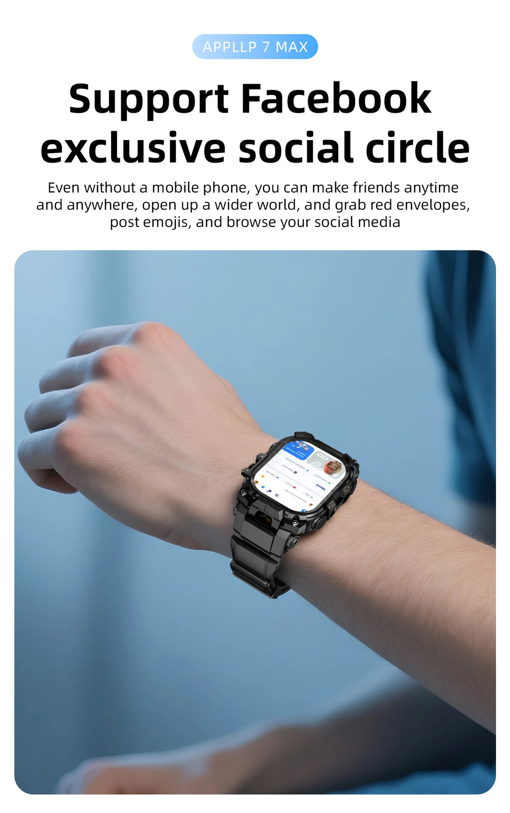 APPLLP 7 MAX 5G LTE Smartwatch 2.06inch Amoled Larger Screen Android 10.0 Smart Watch With 8MP Rotary Camera Sim Card Slot WIFI